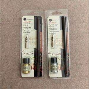 Leonardt Dip Pen & Ink Set Silver & Gold